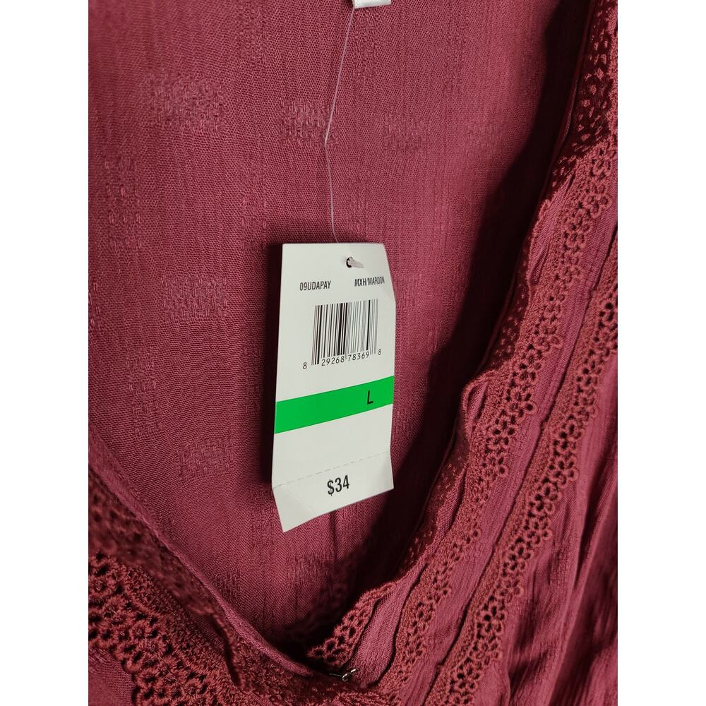 NWT Belle du Jour wine pink crossover long sleeve shirt - large - Picture 5 of 5
